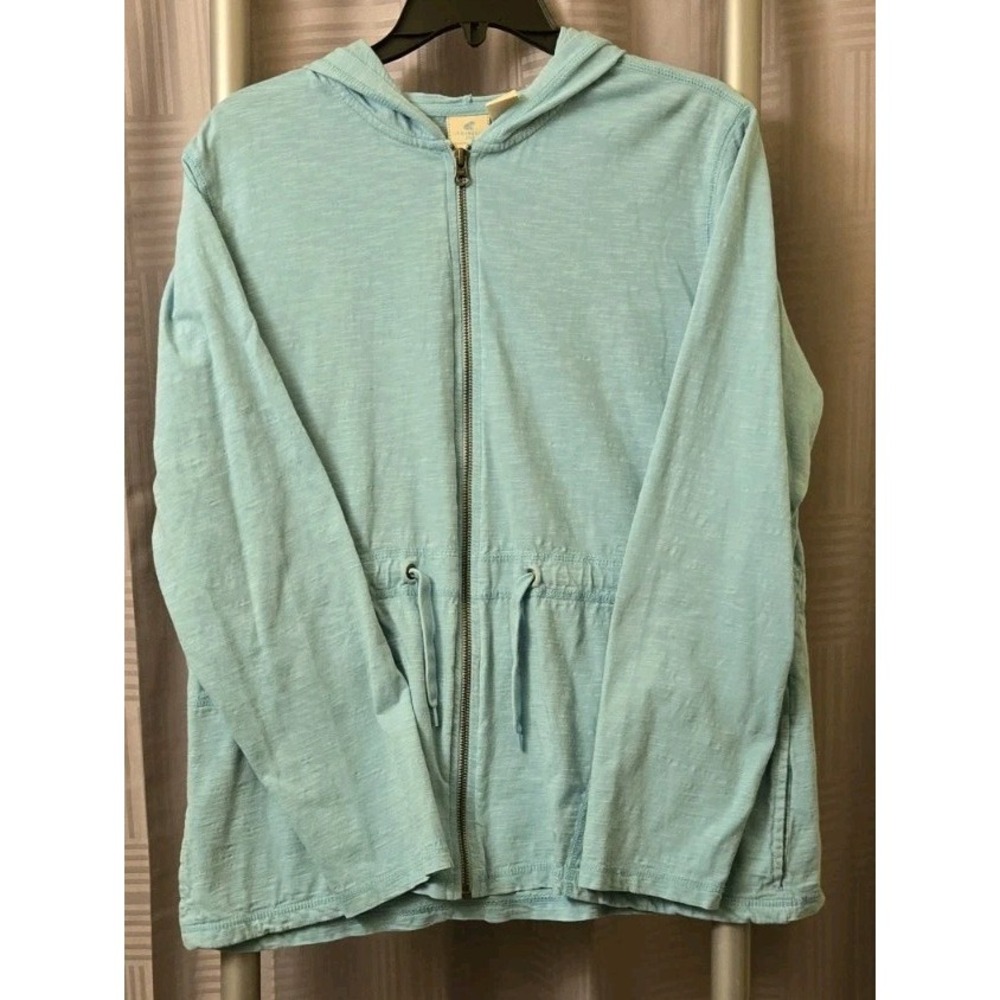 Caribbean Joe Hoodie Women's X-Large Blue Full Zip Lightweight Beachy